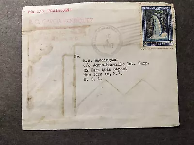 Ship SS BORINQUEN NY & PORTORICO Line Naval Cover 1947 DOMINICAN REPLUBLIC • $9.99