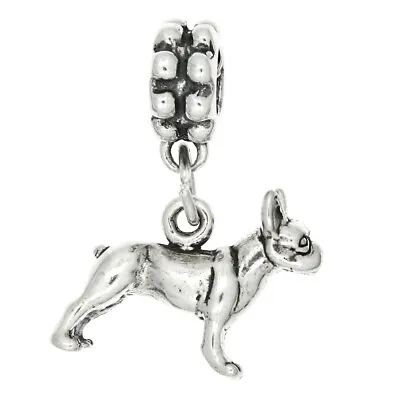 $22.99 • Buy Sterling Silver Three Dimensional Boston Terrier Dog Dangle Bead Charm