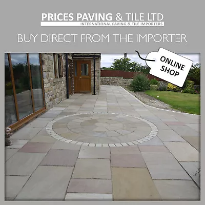 Raj Green Blend Indian Sandstone Paving Patio Slabs Mixed Calibrated 21m2 Pack • £0.99