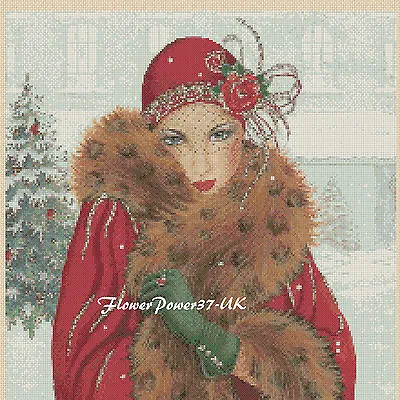 Art Deco Lady Cross Stitch Chart  Art Deco Lady 111 Christmas  FlowerPower37-UK • £4.85