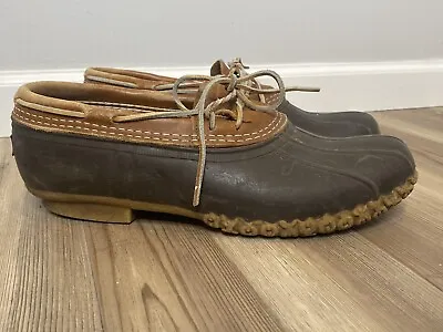 LL Bean Mens Brown Duck Boots Low Moc Rubber & Leather Shoes Sz 12 US • $24.99