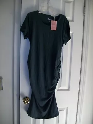 Women's Size M Maternity Tencel Jersey Dress NEW By Quince In Dark Olive • $34.99