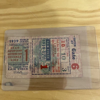 $199.99 • Buy 1939 World Series Game 1 Ticket Stub!!!!