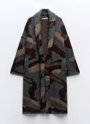 Zara Knit Jacquard Open Coat Front Welt Pockets New Fw24 Sizes S-l Ref. 2756/105 • $61.65