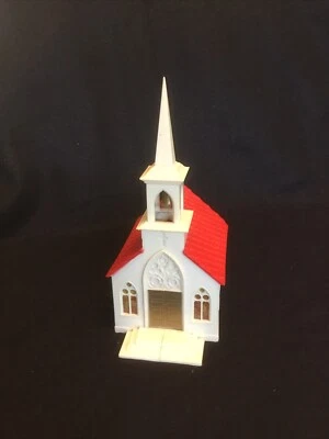 $7.99 • Buy Vintage Christmas Village Plastic Church Stained Glass Windows Missing Light