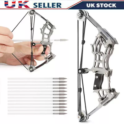 Mini Compound Bow Recurve Bow Arrow Set Pocket Bow Adult Youth Shooting Toy Gift • £9.49