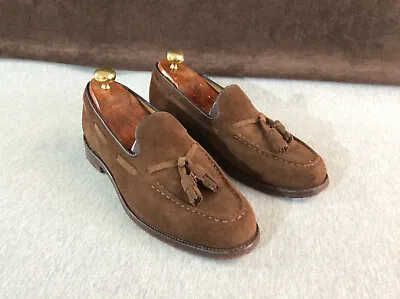 CHEANEY Tassel Loafers UK 8 F Brown Suede Slip On Shoes / Leather Soles • £82