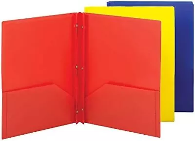 Poly Two-Pocket Folder Three-Hole Punch Prong Fasteners Letter Size Assorted  • $22.99
