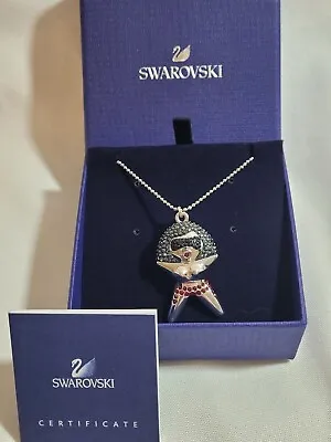 £10 • Buy 💖 Swarovski Black Crystal Rhodium Rock Star Lady Pendant - In Box - Excellent