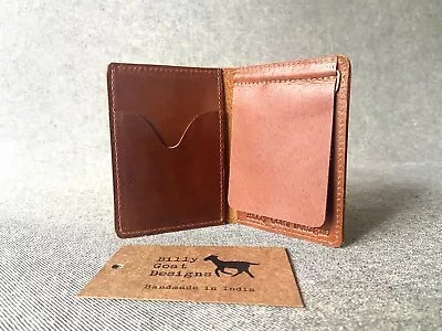 Leather Wallet Bifold Money Clip CFA Waxed Buffalo Small Men Billy Goat Designs • $20.88