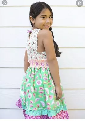 Matilda Jane Adventure Begins Slice Of Life Watermelon Dress Girls Size 12 #3158 • $44.95