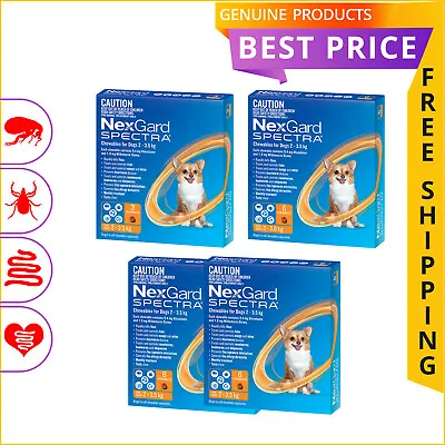 NEXGARD SPECTRA 3612 Doses Heartworm Flea Treatment For Dog 2 To 3.5 Kg ORANGE • $80.94