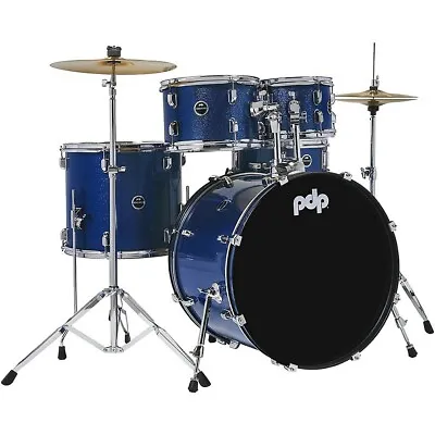 PDP By DW Encore Complete 5-Piece Drum Set Chrome Hardware Cymbals Royal Blue • $499.99