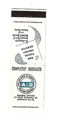 Atlantic & Danville Railway Company - A & D  Matchcover • $2.88