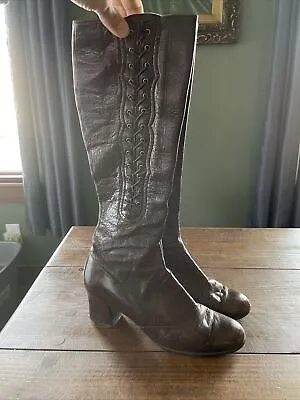 Vintage Boots Made In Spain 8 Slim Leg Boot Lace Up Sides Salero Vintage Womens • $138