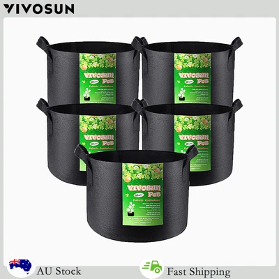 VIVOSUN 5 Pcs Fabric Plant Pot Grow Bag Container 1/2/3/5/7/10/15/20/25/30Gallon • $14.24