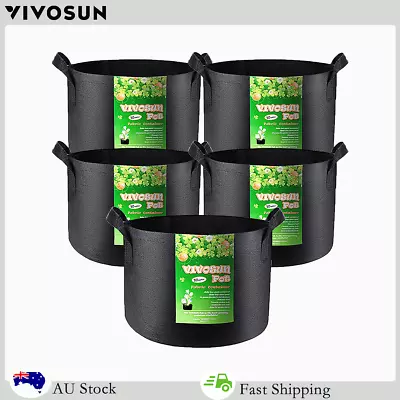 $35.99 • Buy VIVOSUN 5Pack Fabric Plant Pot Grow Bag Container 1/2/3/5/7/10/15/20/25/30Gallon