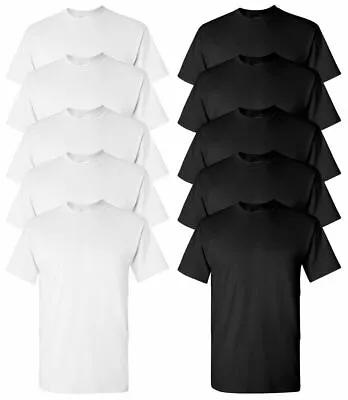 Gildan Mens DryBlend Black & White (Pack Of 10) Bulk Lot Plain Adult T-Shirt Tee • $46.01