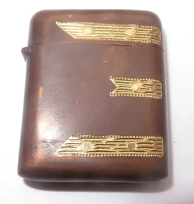 Antique Stunning Gold Plated Copper Book  Art Deco Vesta Case Match Safe 27g • $4.99