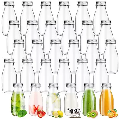 30 Pack Silver 4oz 120ml Plastic Mini Milk Bottles Bulk Juice Shot Bottles Wi... • $30.85