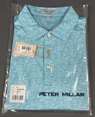 Peter Millar Golf Shirt Polo CS Summer Comfort Vinyl Whiskey Print XL Blue • $91.12