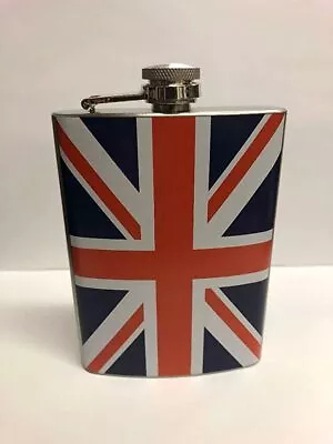 Hip Flask 8oz Stainless Steel Case Or Union Jack Christmas Gift Camping Party UK • £4.45