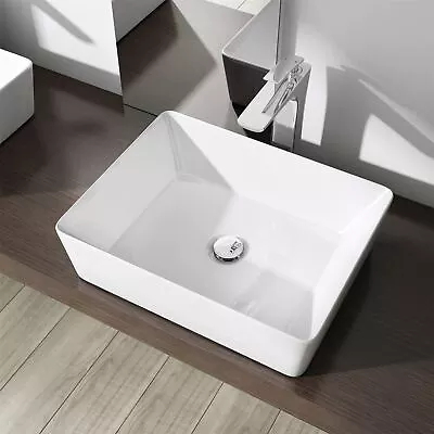 £49.50 • Buy Bathroom Wash Basin Sink Ceramic Countertop Rectangular Gloss White 485x375mm
