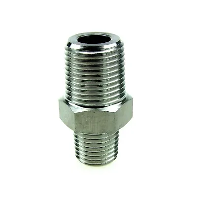 1/4  NPT Male To 3/8  NPT Male Threaded Hex Nipple Reducer Adapter SS304 • $11.99