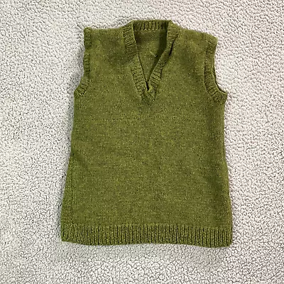 Vintage Sweater Women's Sleeveless Knit V Neck Pullover Green Vest XS • $11.99