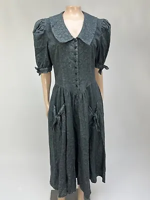Vintage 70s Dress Eber San Francisco Cotton Maxi Pockets Button Cottagecore DD5 • $59.99