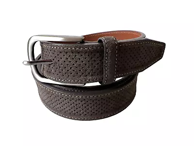 Johnston & Murphy Men's Perforated Suede LEATHER Belt BROWN 42  EUC • $31.50