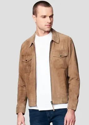 New BlankNYC Win Or Lose Suede Trucker Jacket Mens L Tan Leather Zip Blank NYC • $225