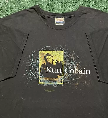 Vintage Y2k Kurt Cobain Shirt Nirvana XL Band Tee Tour Music 2000s Memorial RARE • $80