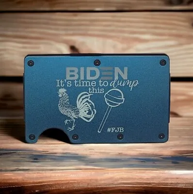 Engraved In USA Dump BIDEN FJB Slim Wallet RFID Blocking Aluminum • $25.99