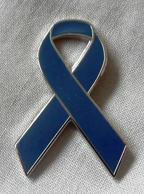 **NEW** Colon / Bowel Cancer Awareness Dark Blue Ribbon Enamel Badge / Brooch. • £2.99