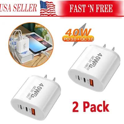 Dual PD 40W Fast Wall Charger Power Adapter For IPhone 15 Pro Max 14 13 12 Plus • $10.12