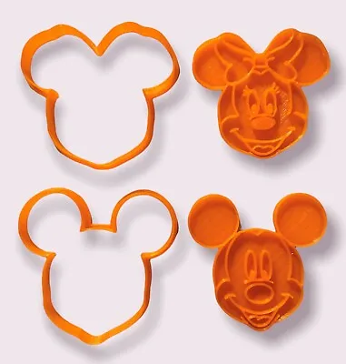 Set Of 2 X MICKEY & MINNIE MOUSE HEAD - Cookie Or Fondant Cutters & Embossers • £4.99