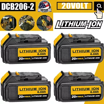 1-4Pack For DeWalt 20V 20 Volt Max XR 5.0/6.0AH Lithium Battery DCB206-2 DCB205 • $26