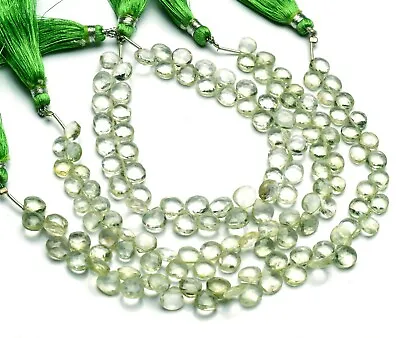 Natural Gem Green Amethyst Prasiolite 8mm Size Faceted Heart Shape Beads 8.5  • $12.80