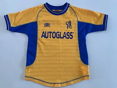 Retro Umbro Chelsea Yellow Away Shirt Autoglass Age 6/7 1999 2000 2001 Season • £19.99