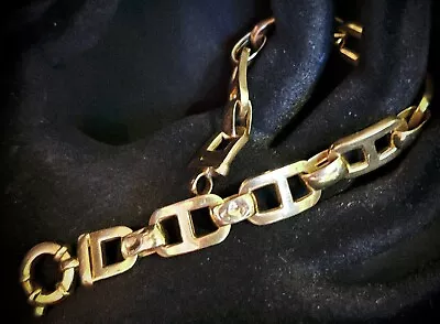 Vintage 14kt Italian Gold - Mariner Chain 7.5  Bracelet By Milros- Signed- 15 Gm • $898