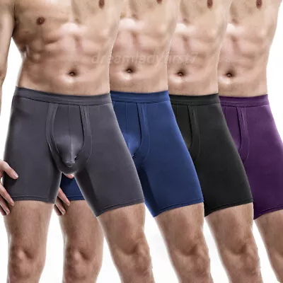 Men's Underwear Athletic Sports Anti Chafing Long Leg Boxer Briefs Dual Pouch • $31.79