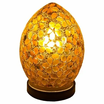 Egg Lamp Mini Mosaic Glass  Brown Flower Table Lamp Desk Bedside Lounge  LM71BR • £24.99