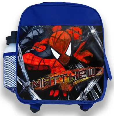 Personalised Kids Blue Backpack Any Name Spider Man Boys Childrens School Bag 50 • £19.99