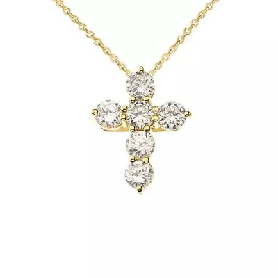 Yellow Gold Cross Elegant Pendant Necklace (MIni/Tiny/X-Small/Small) • $259.99
