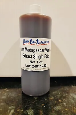 PURE Madagascar Vanilla Extract Single Fold 1 QUART (32 OZ) For Baking & Cooking • $62.99