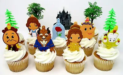 Beauty And The Beast Birthday Cake CUPCAKE Topper Set And Acessories  BRAND NEW • $19.99