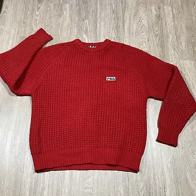 Fila Sweater L Vintage 90s Y2k Sports Essential Knit Wool Pullover Crewneck • $24.98