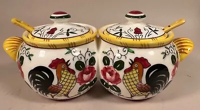 Rooster & Rose Double Jam Jars & Spoons Marmalade Honey. PY Ucagco Japan • $19.95