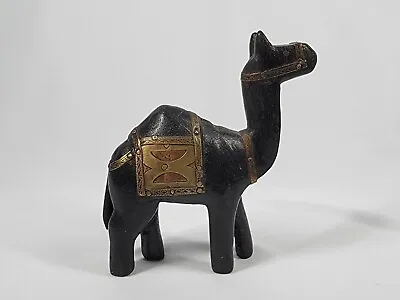 $29.98 • Buy Vintage Wood Camel Figurine With Brass/Copper Accents Desert Home Decor